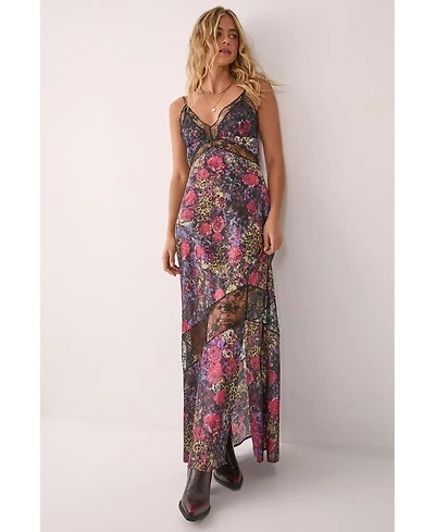 Nasty Gal Women's Satin Lace Maxi Slip Dress