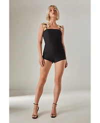 Nasty Gal Women's Contrast Bow Tailored Romper Playsuit