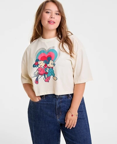Disney | Macy's Plus Mickey Mouse & Minnie Cropped Short-Sleeve Tee, Exclusive
