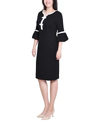 Ny Collection Women's 3/4 Sleeve Contrast Detail Dress