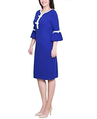 Ny Collection Women's 3/4 Sleeve Contrast Detail Dress
