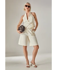 Nasty Gal Women's Longline Cotton Twill Buckle Jort Shorts
