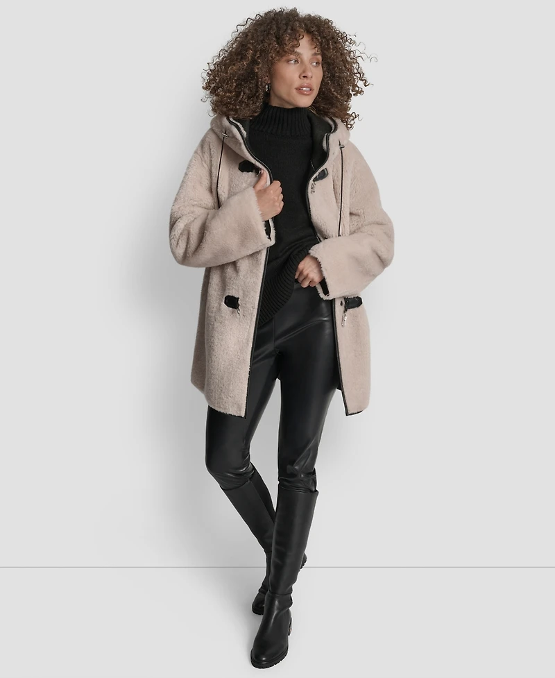 Dkny Petite Hooded Toggle Coat
