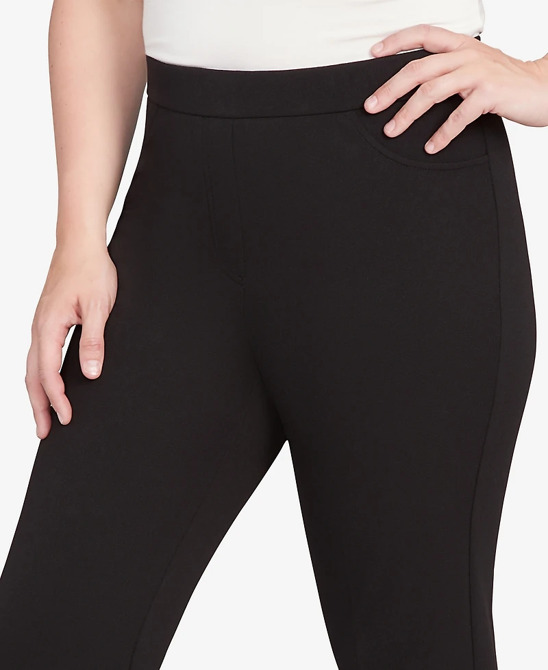 Alfred Dunner Women's Jet Setter Black Crepe Knit Short Length Pants