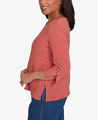 Alfred Dunner Sunset Canyon Embellished Spliced Solid Top