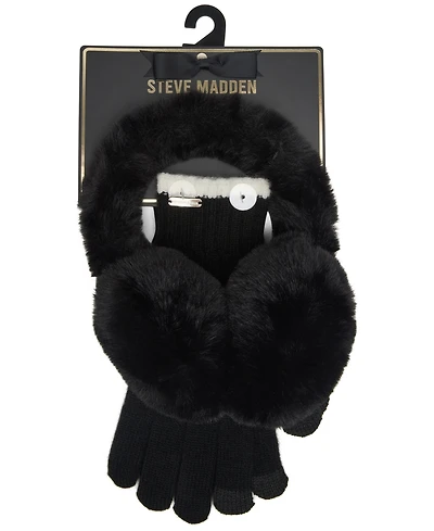 Steve Madden Women's Earmuffs and Gloves Set, 2-Piece