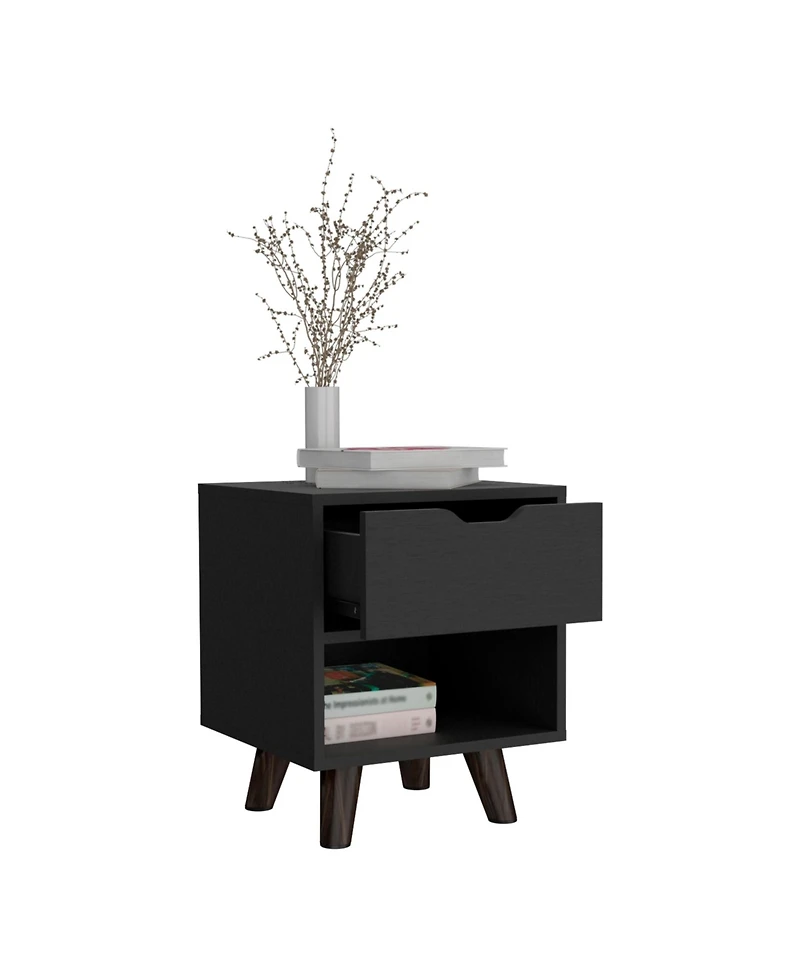 Casainc Storage Cabinet NightStand End Table with Wooden Legs