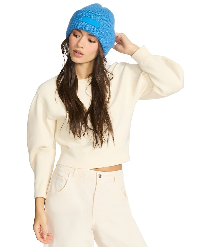 Steve Madden Women's Mixed Knit Tonal Patch Beanie