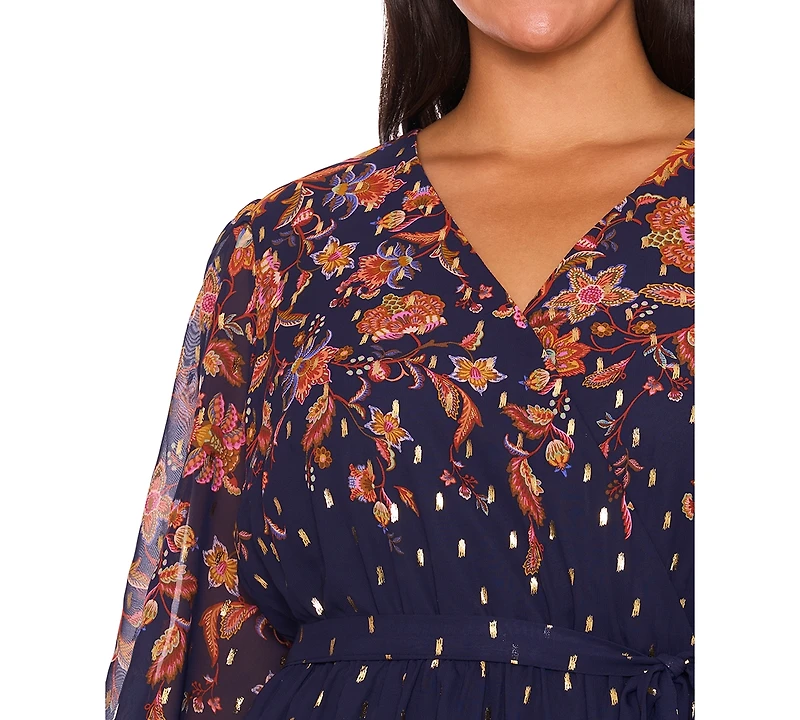 Msk Plus Placement Print V-Neck Maxi Dress