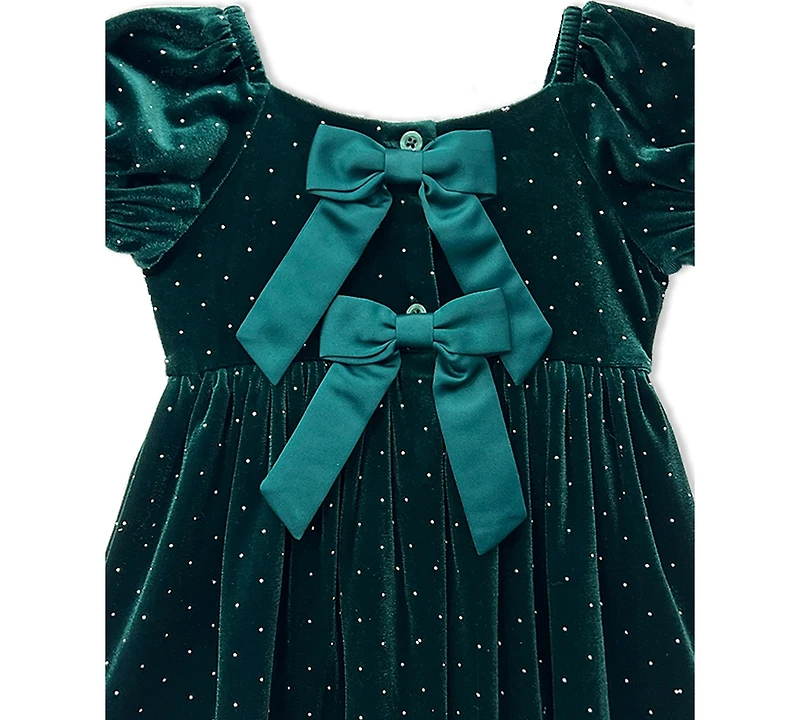 Blueberi Boulevard Baby Girls Stretch Velvet Dress