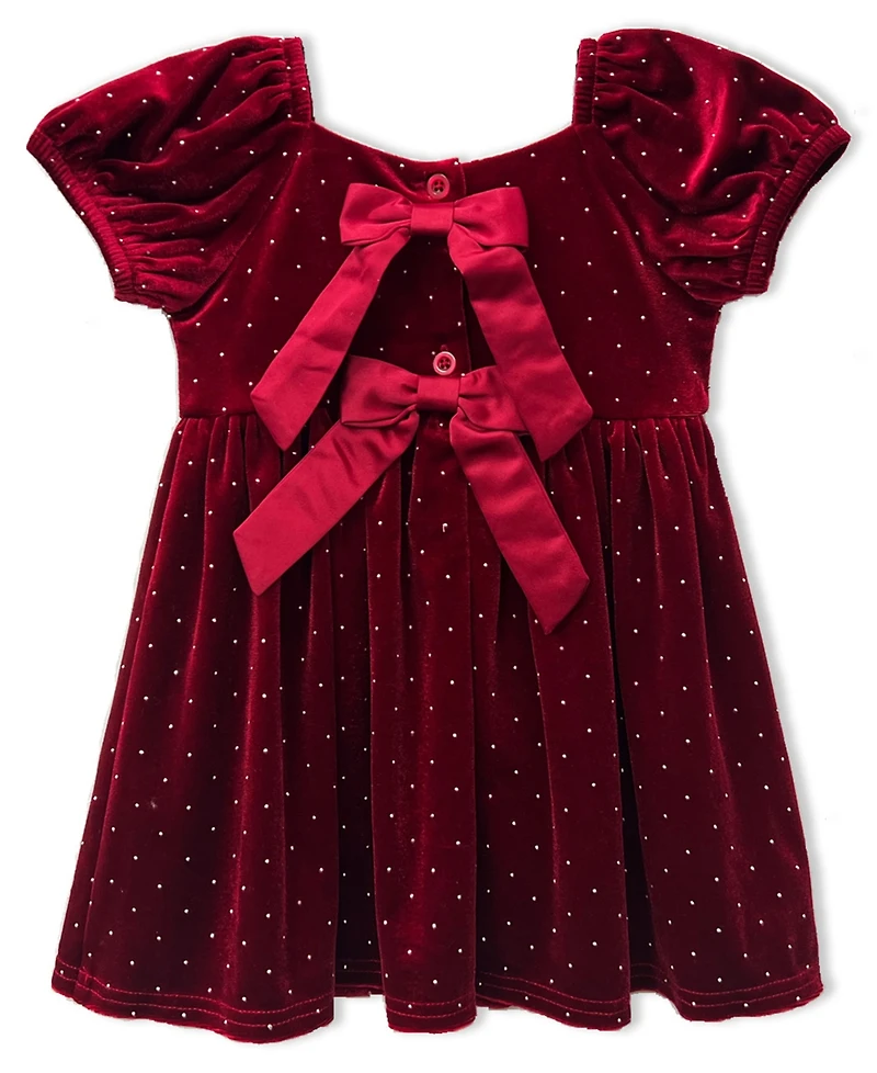 Blueberi Boulevard Baby Girls Stretch Velvet Dress