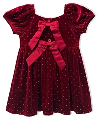 Blueberi Boulevard Baby Girls Stretch Velvet Dress