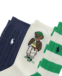 Polo Ralph Lauren Women's 3-Pack Polo Bear Sock Set