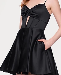 Blondie Nites Juniors' Mesh Insert A-Line Short Dress
