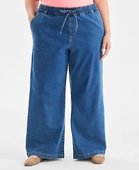 Style & Co Plus High-Rise Pull-On Wide-Leg Jeans, Macy's Exclusive