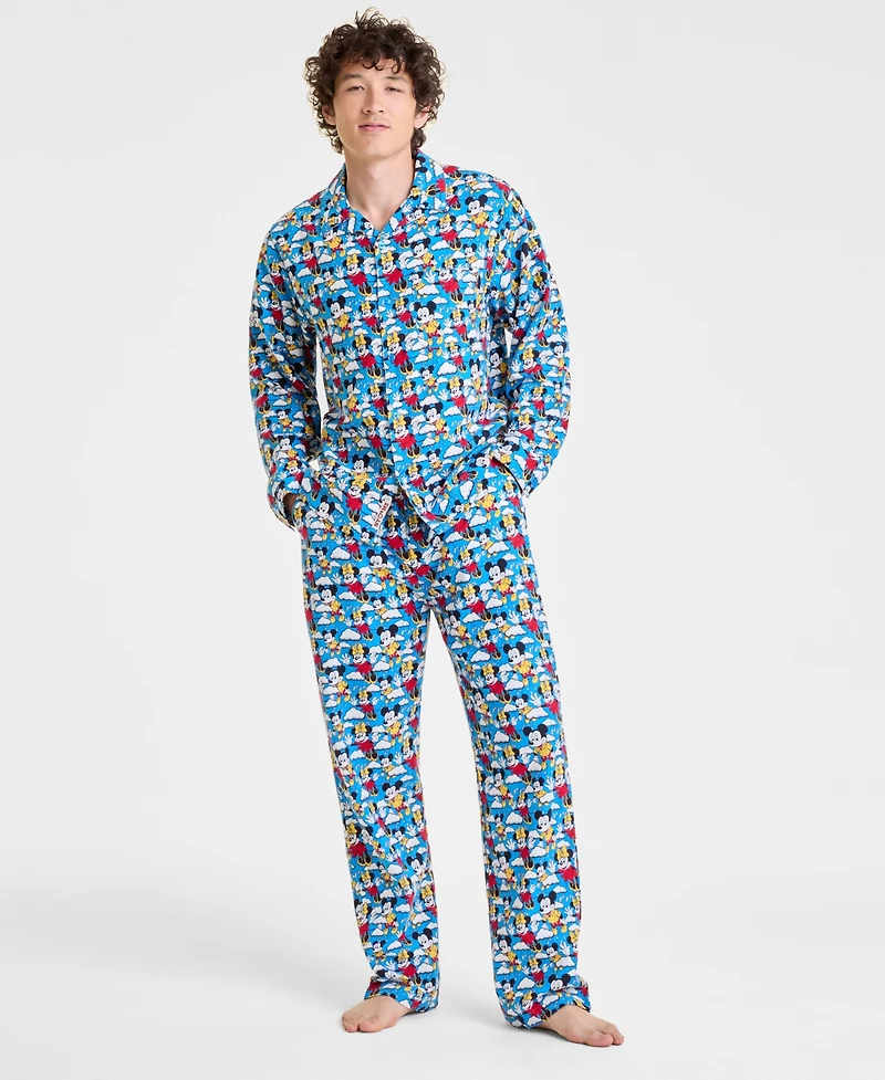 Disney | Macy's Men's Mickey Mouse & Minnie Flannel Pajamas Set, Exclusive