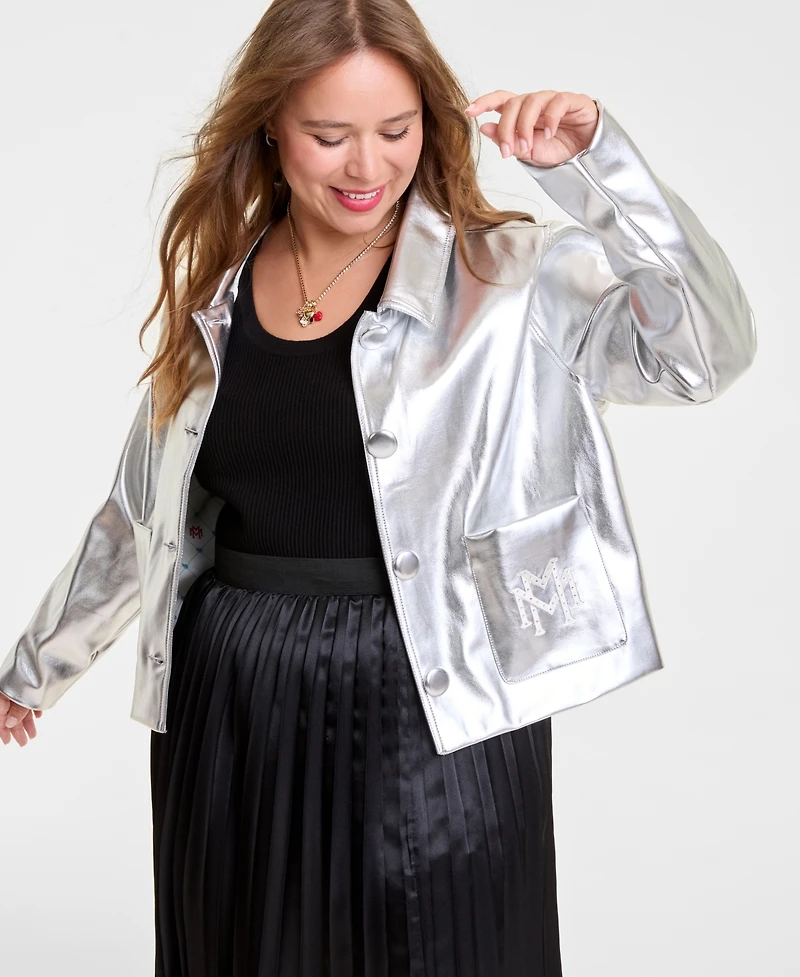 Disney | Macy's Plus Minnie Mouse Faux-Leather Jacket Embellished with Crystals by Swarovski, Exclusive