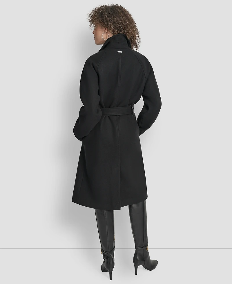 Dkny Petite Belted Notch Collar Coat