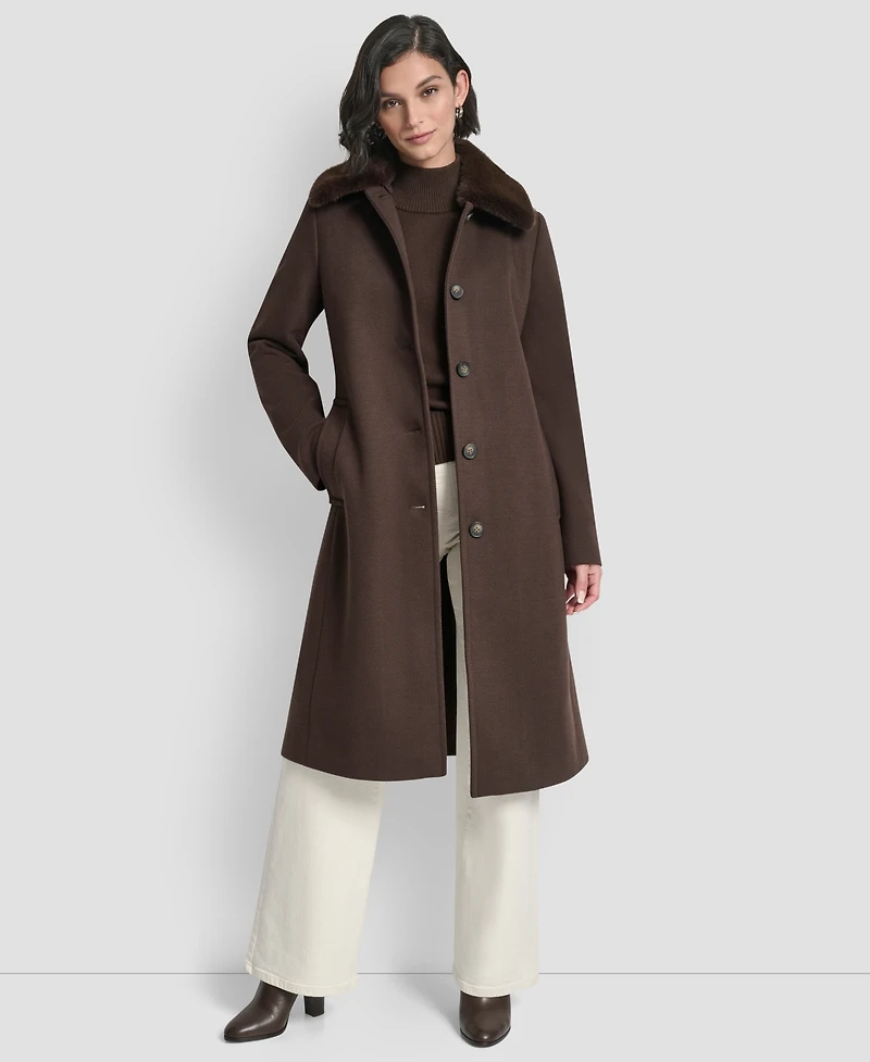 Dkny Women's Single-Breasted Pillow Collar Coat