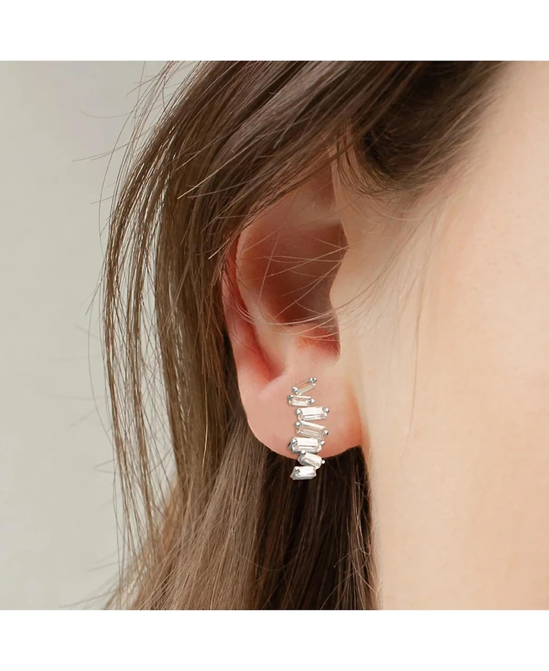 Sterling Silver Zig Zag Shape Stud Earrings