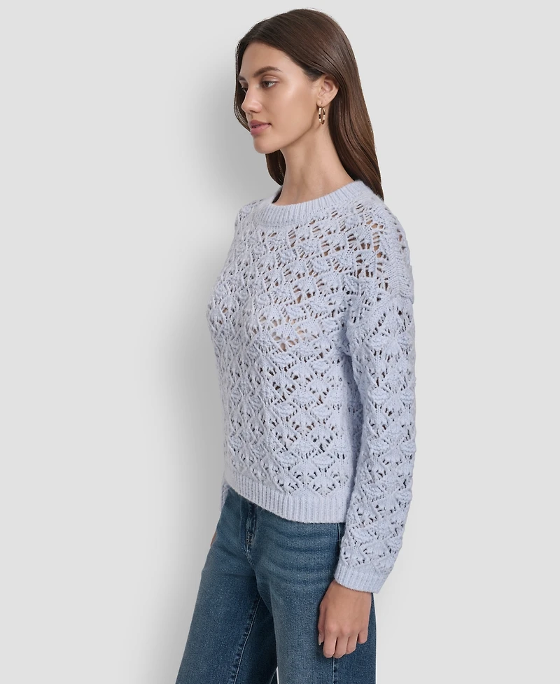 Dkny Jeans Women's Pointelle Long Sleeve Sweater