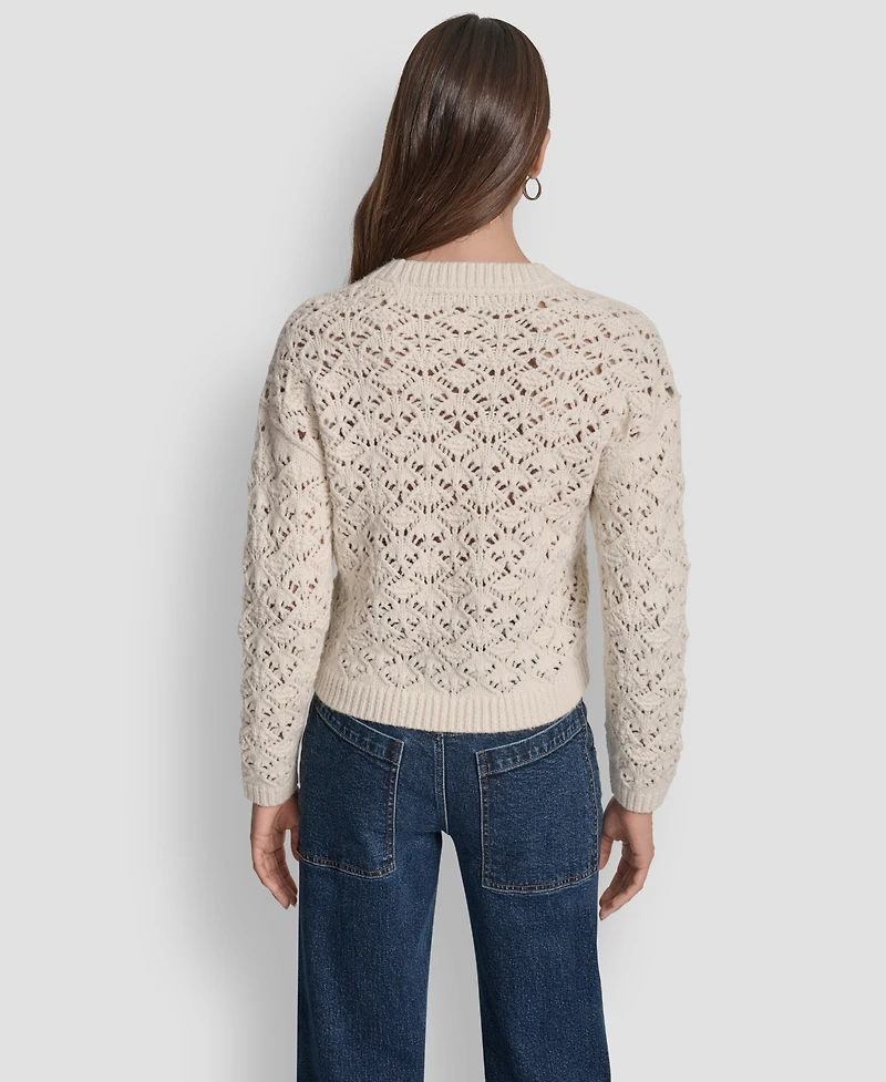 Dkny Jeans Women's Pointelle Long Sleeve Sweater