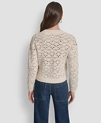 Dkny Jeans Women's Pointelle Long Sleeve Sweater