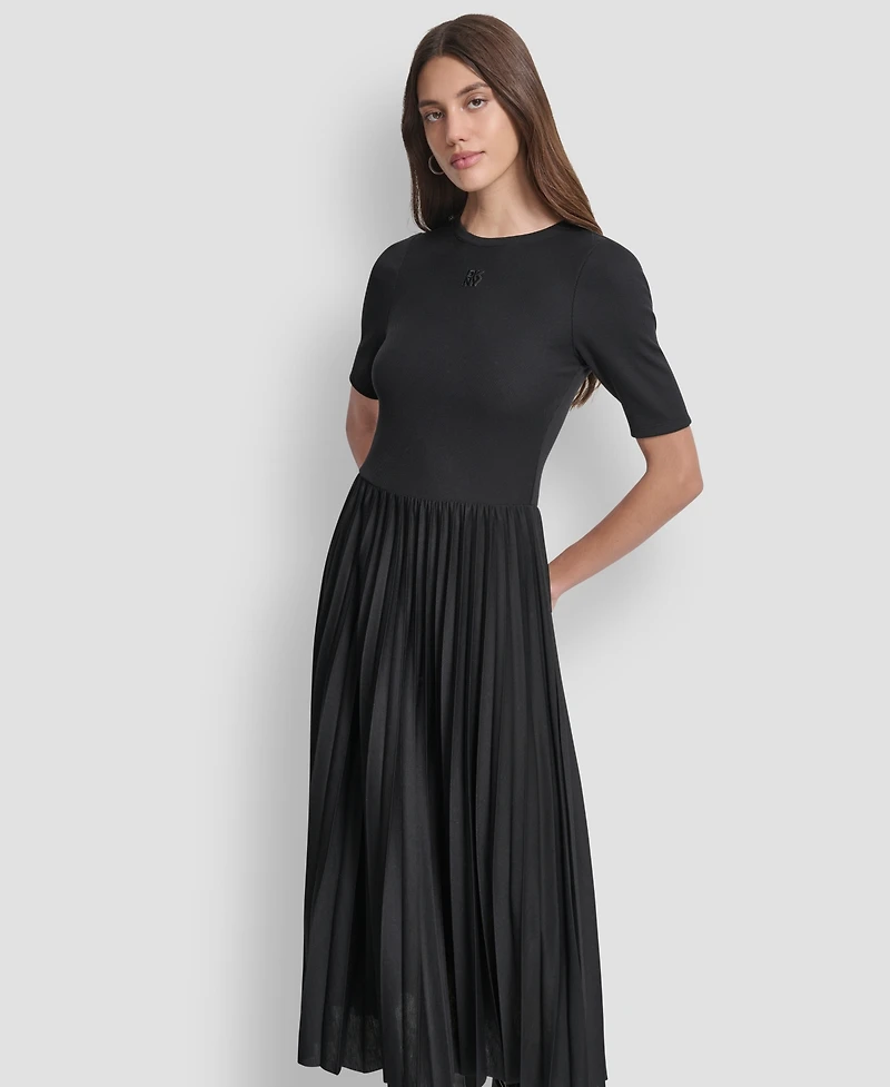 Dkny Jeans Women's Ballet Sleeve Pleated Midi Dress