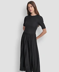 Dkny Jeans Women's Ballet Sleeve Pleated Midi Dress