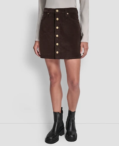 Dkny Jeans Women's High Rise Button Front Mini Skirt