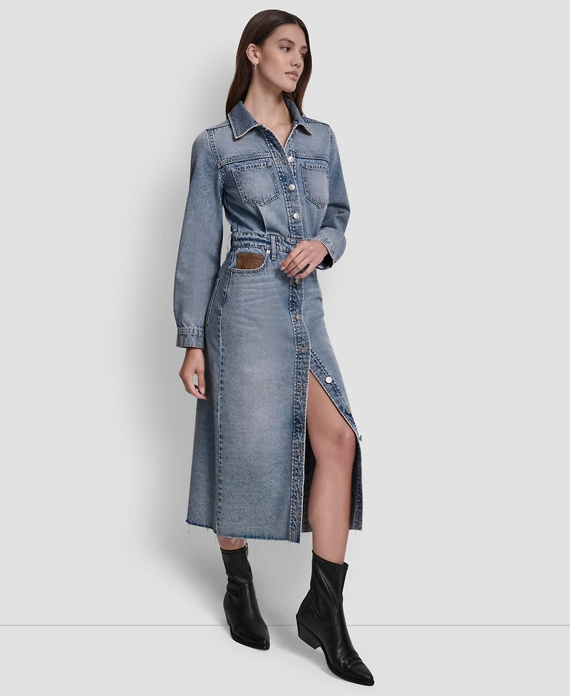 Dkny Jeans Women's Button Front Midi Dress