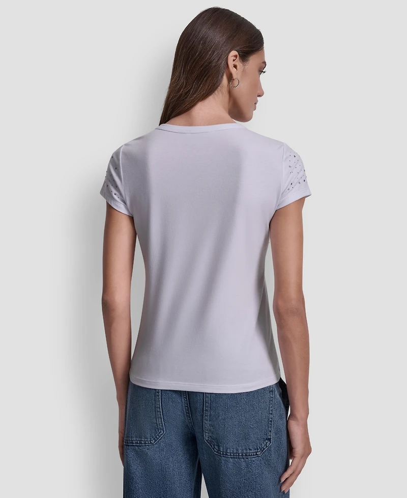 Dkny Jeans Women's Embellished V-Neck Top