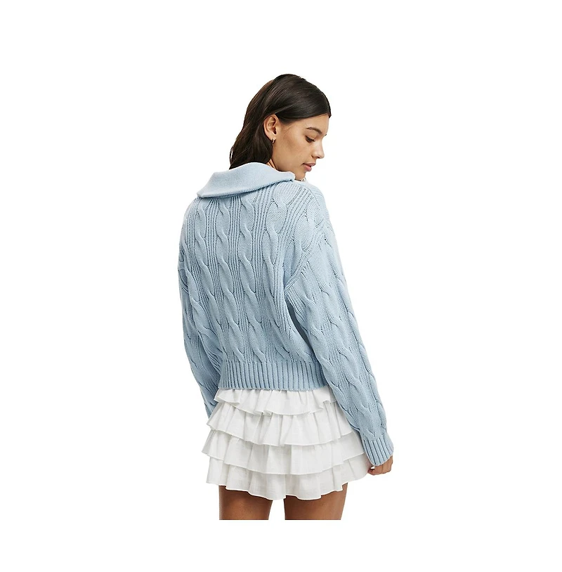 Cotton On Women's Cotton Cable Half Zip Pullover