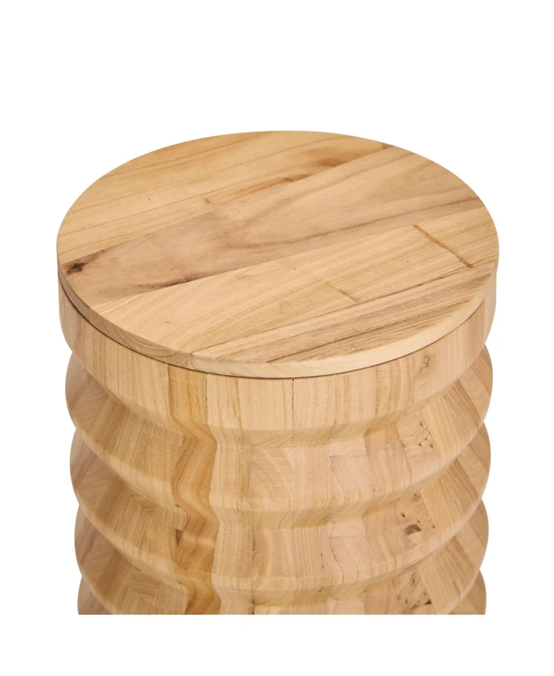 Nordlys - Brown Solid Wood Pouf with Storage Modern Design Style Living Room