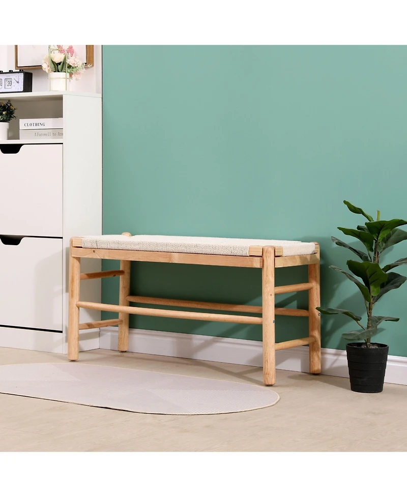 Nordlys - Rope and Wood Storage Bench Exotic Boho Entry