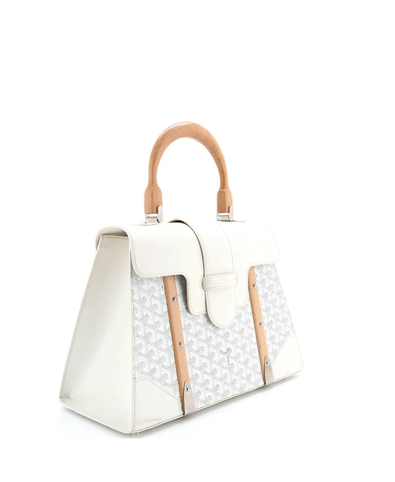 Pre-Owned Goyard Mm Saigon Top Handle Bag Coated Canvas with Leather