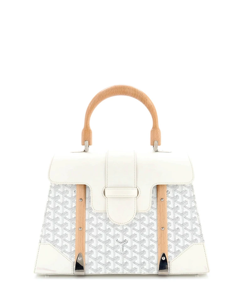 Pre-Owned Goyard Mm Saigon Top Handle Bag Coated Canvas with Leather