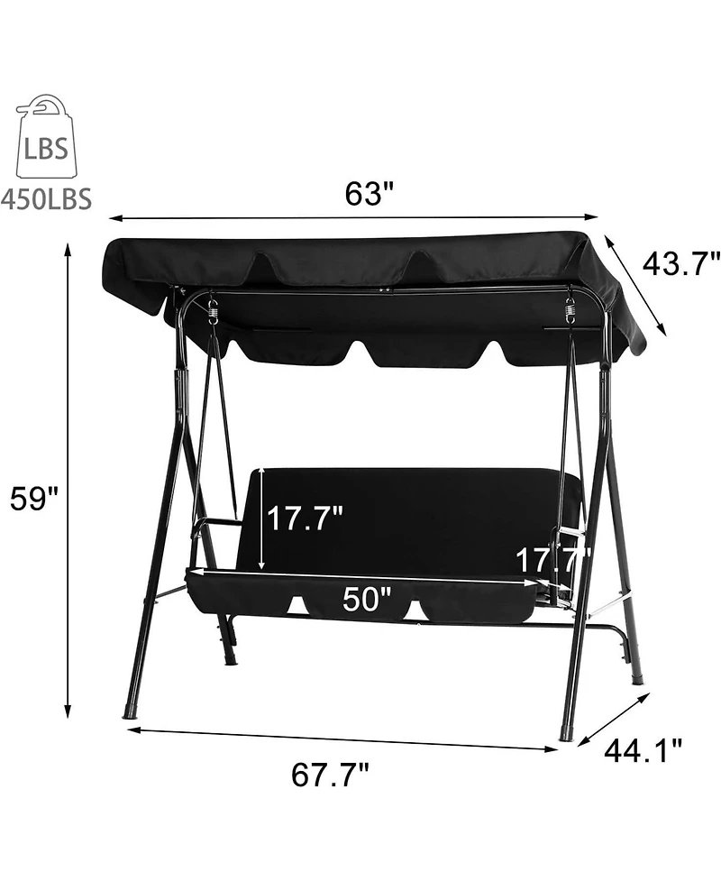 Aecojoy 3-Seat Outdoor Patio Swing Chair