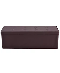 Costway 45''x15''x15'' Large Folding Storage Faux Leather Ottoman Pouffe Box Stool