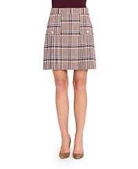 Tahari Asl Women's Plaid Pleated Skirt, Regular And Petite