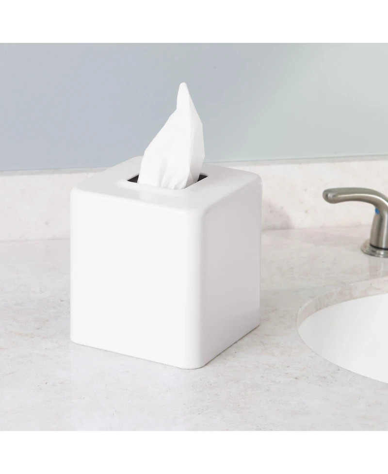 mDesign Metal Square Modern Tissue Box Cover Holder for Bathroom, 4 Pack