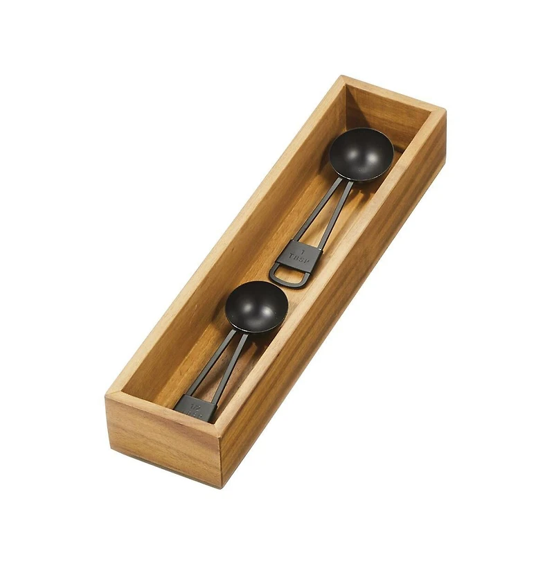 iDesign Acacia Wood Narrow Kitchen Drawer Organizer - Set of 3 - Natural