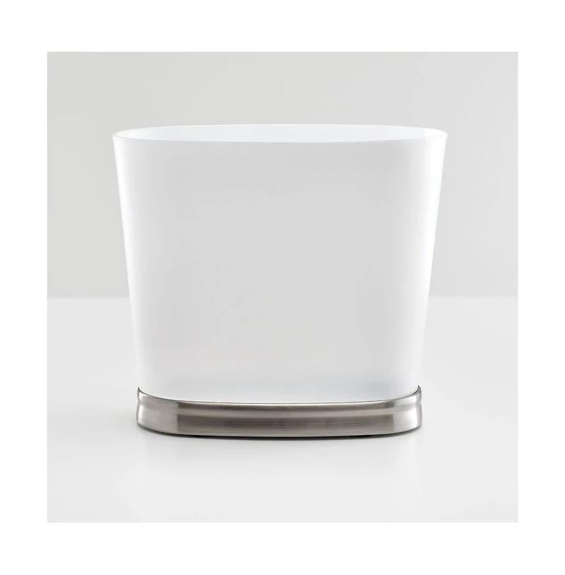iDesign Oval Bathroom Trash Can, Set of 2, Frost/Brushed Nickel, Made in Usa