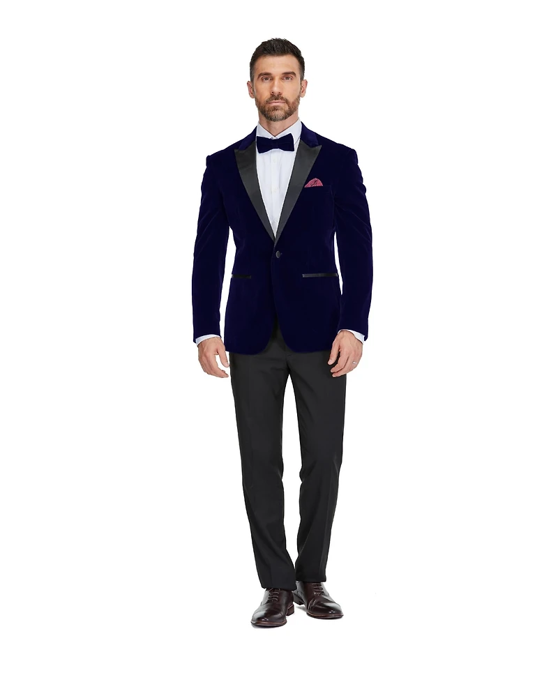 Braveman Men's 2-Piece Velvet Birdseye Lapel Slim-Fit Tuxedo