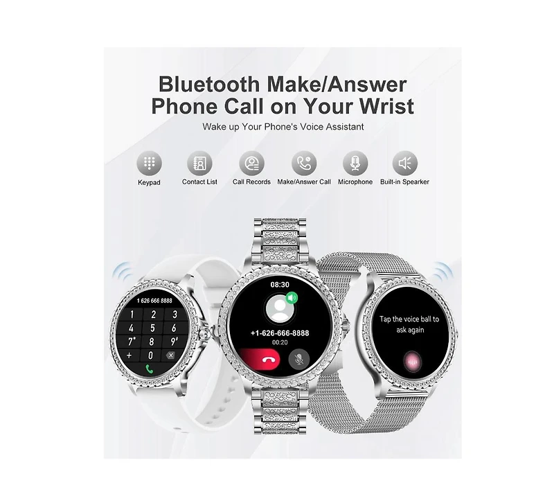 Ruxing Smart Smartwatch, Alexa Voice Assistant, Wireless Calling/Dialing, Call Reminder And Rejection, Multi-Sport Mode, Sms Reminder, 1.83-Inch Hd Sc