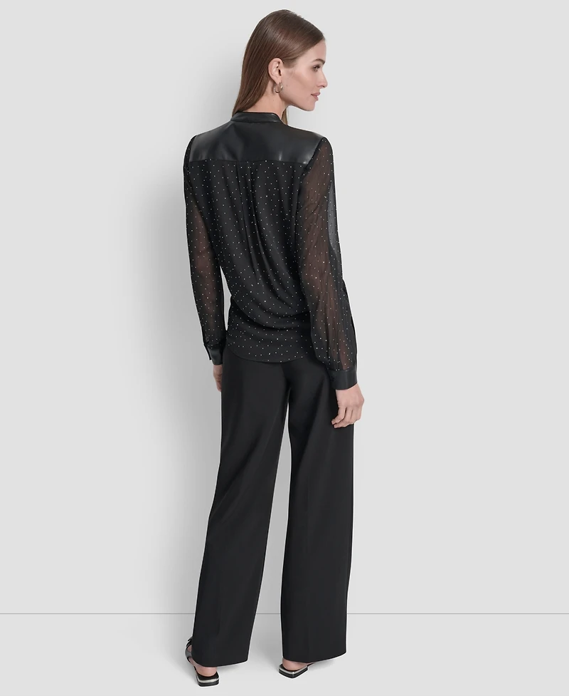 Dkny Women's Embellished Surplice Neck Top