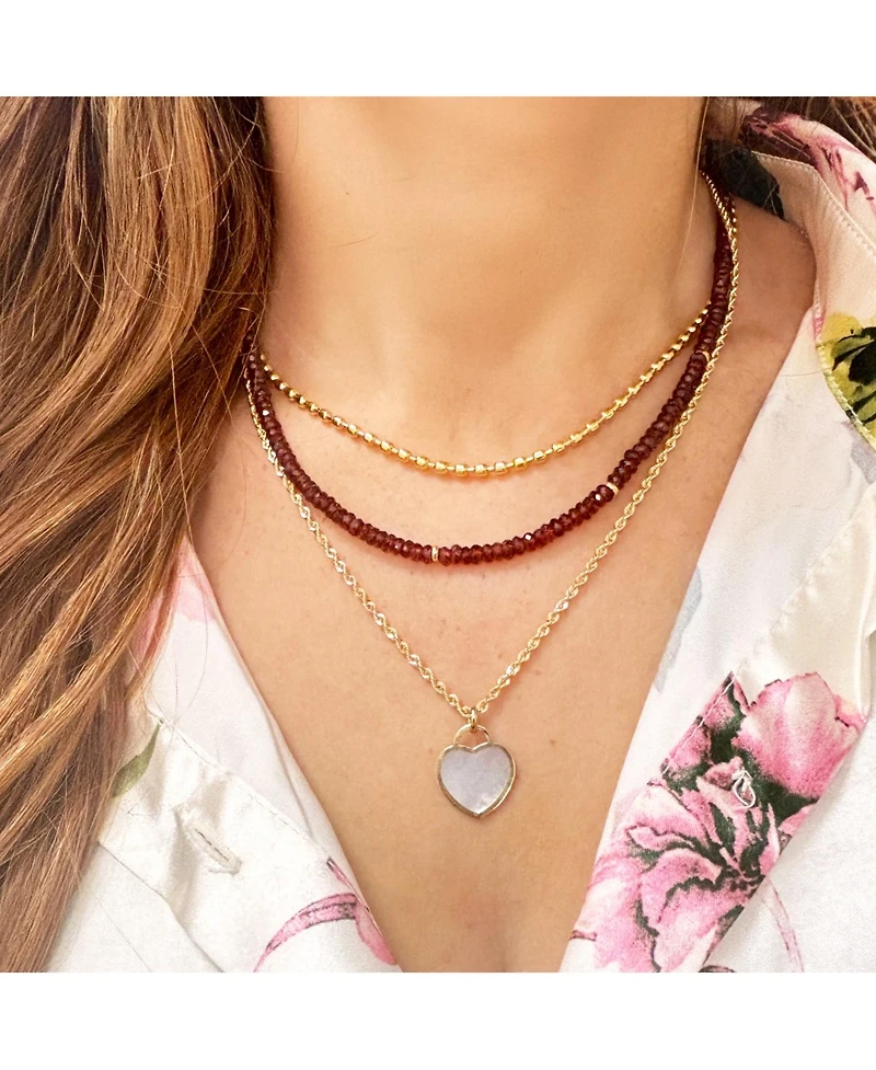 The Lovery Garnet Bead Necklace 14K Gold