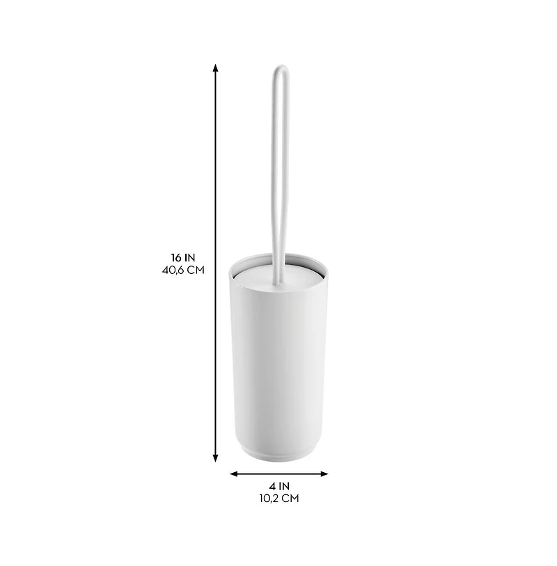 iDesign Stainless Steel Toilet Brush and Holder for Bathroom - Matte White