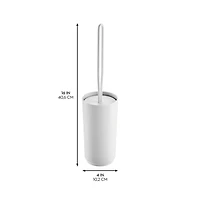 iDesign Stainless Steel Toilet Brush and Holder for Bathroom - Matte White
