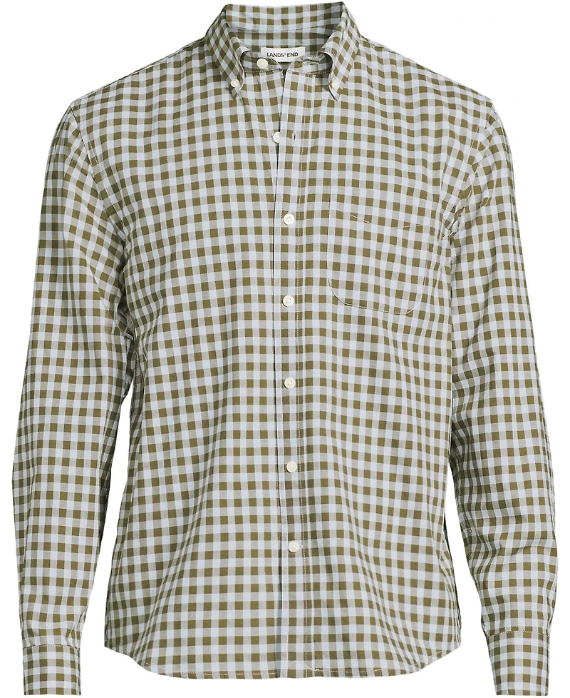 Lands' End Men's Long Sleeve Pattern Poplin Shirt